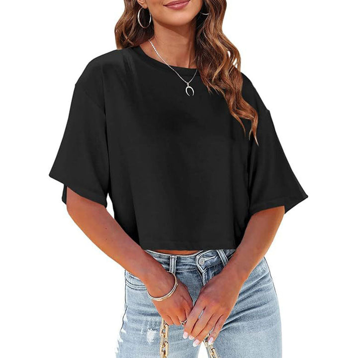 Lune London | Casual, Solid, Short T-Shirt with Round Neck for Women