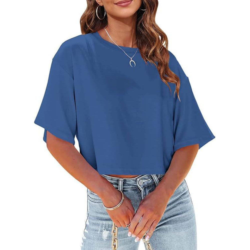 Lune London | Casual, Solid, Short T-Shirt with Round Neck for Women