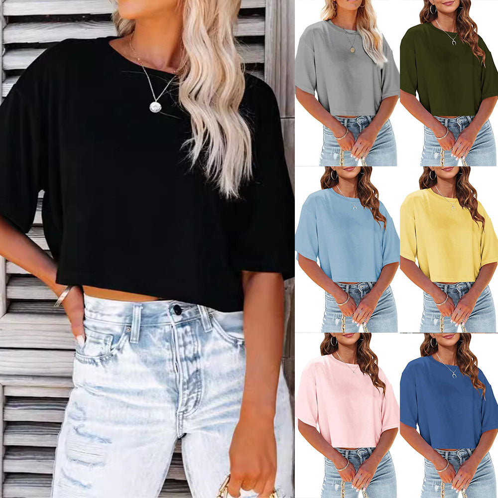 Lune London | Casual, Solid, Short T-Shirt with Round Neck for Women