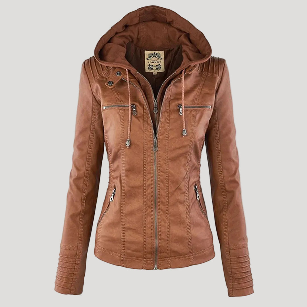 Lune London | Waterproof Women's Faux Leather Jacket with Hood