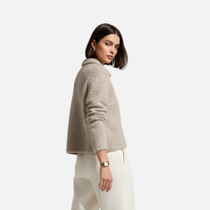 Lune London | Cardigan for women, floral button details - Hip length