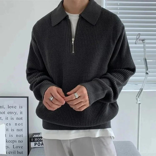 Lune London | Knit pullover for men - Ribbed texture, structured collar - Regular fit