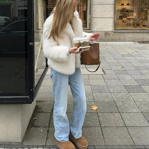 Lune London | Vintage - Women's winter jacket with faux fur and turned-down collar