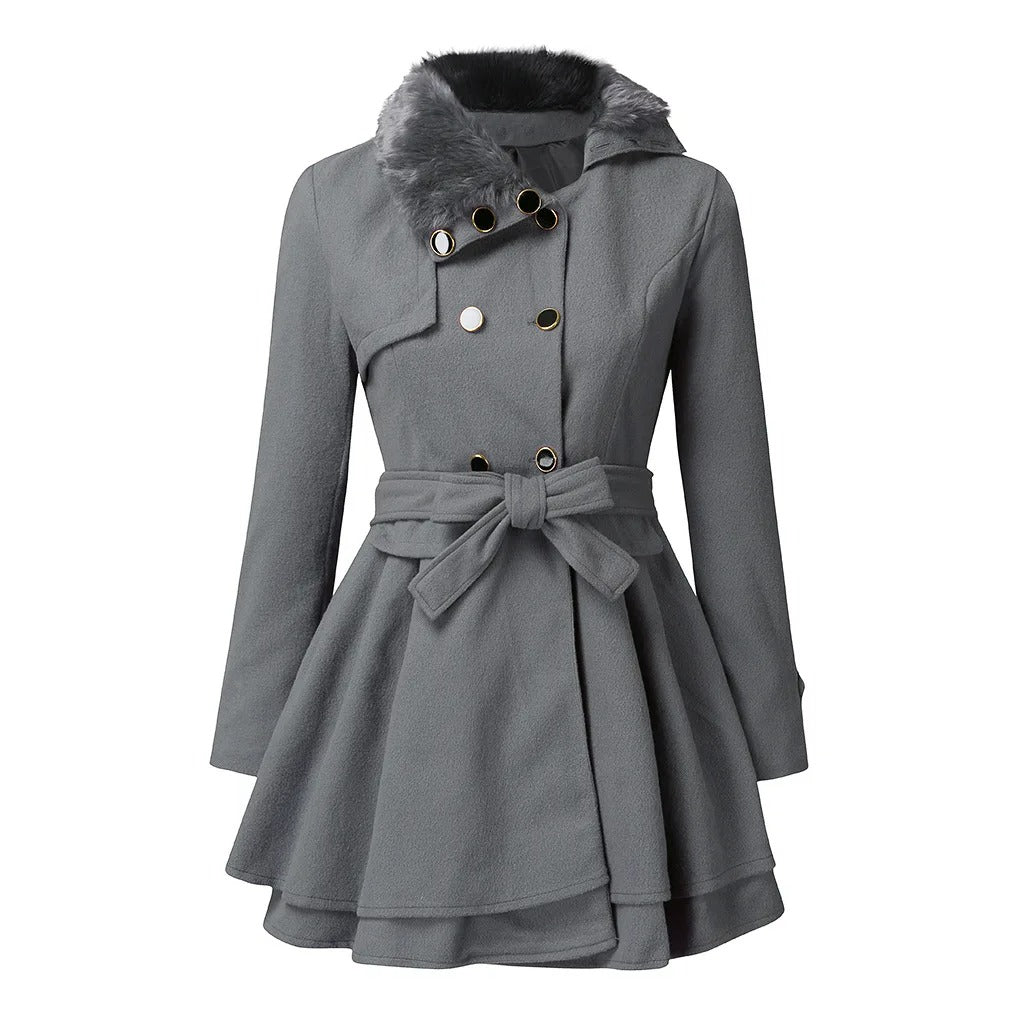 Lune London | Women's trench coat with vegan fur and belt