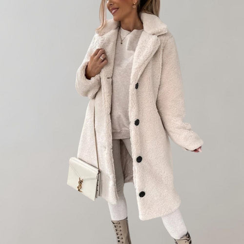 Lune London | Veste Teddy longue pour femmes - Blanc - Chaude et à la mode