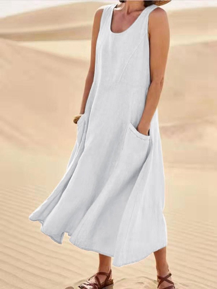 Lune London | Loose Fit Sleeveless Flowing Dress Summer Dress
