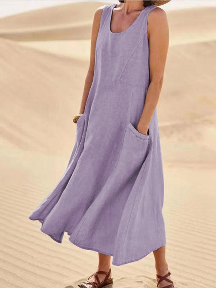 Lune London | Loose Fit Sleeveless Flowing Dress Summer Dress