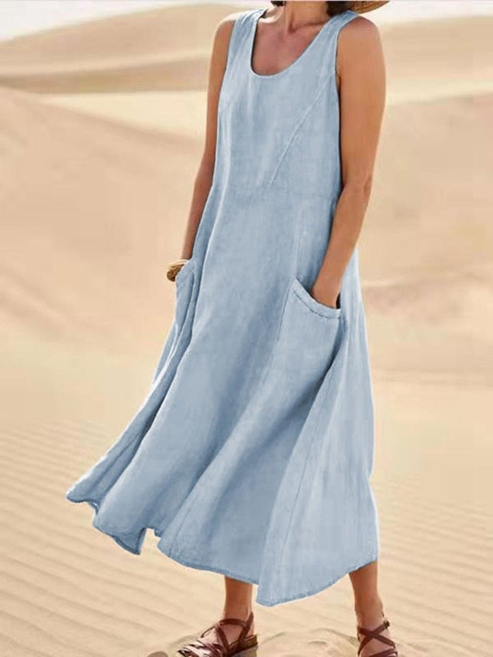 Lune London | Loose Fit Sleeveless Flowing Dress Summer Dress