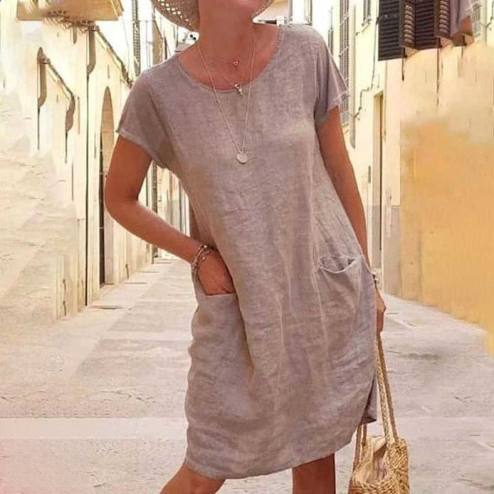Lune London | Édith Casual Linen Dress with Short Sleeves for Women