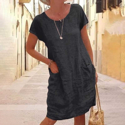 Lune London | Édith Casual Linen Dress with Short Sleeves for Women