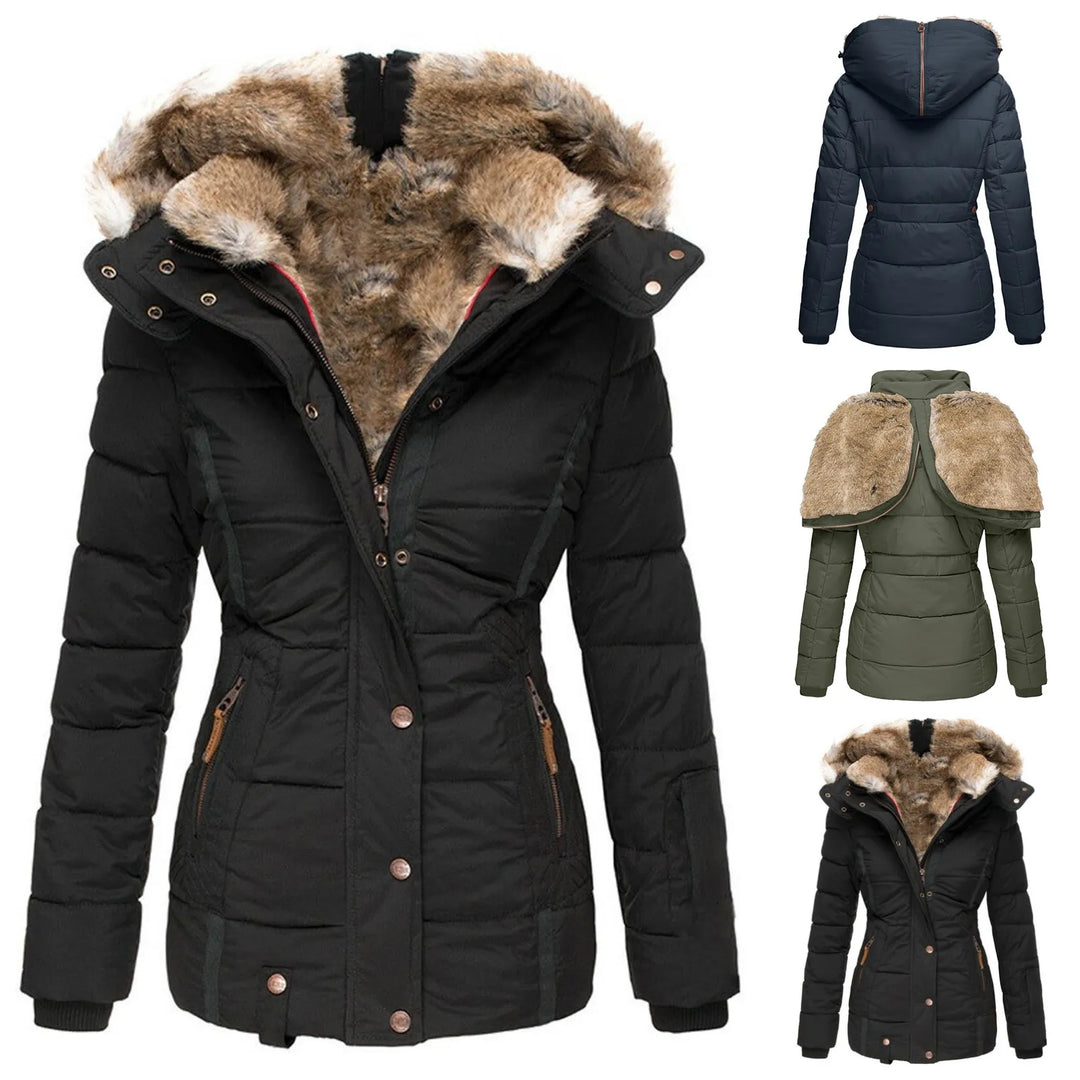 Lune London | Down Puffer Coat with Faux Fur Hood Warm Waterproof & Insulated Winter Jacket