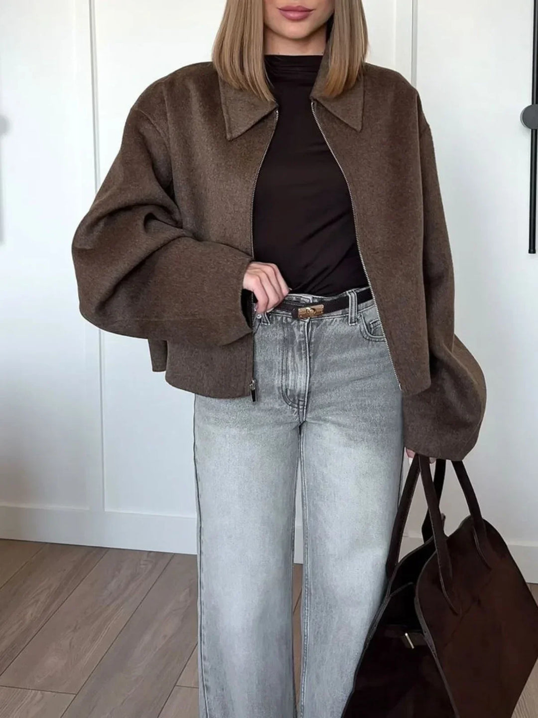 Lune London | Fit Wool Zip-Up Bomber Jacket