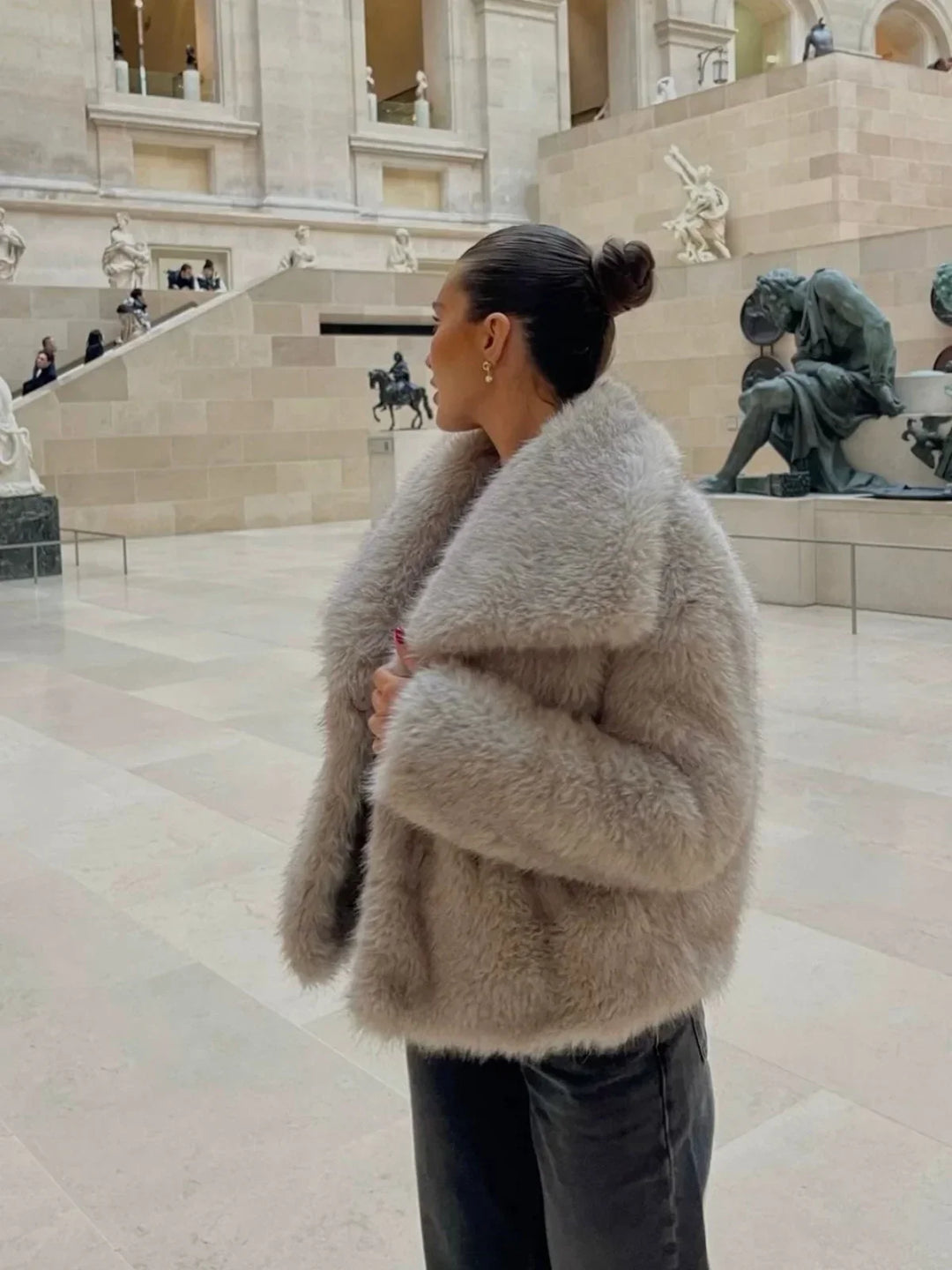 Lune London | Sheeps wool faux fur open-front jacket