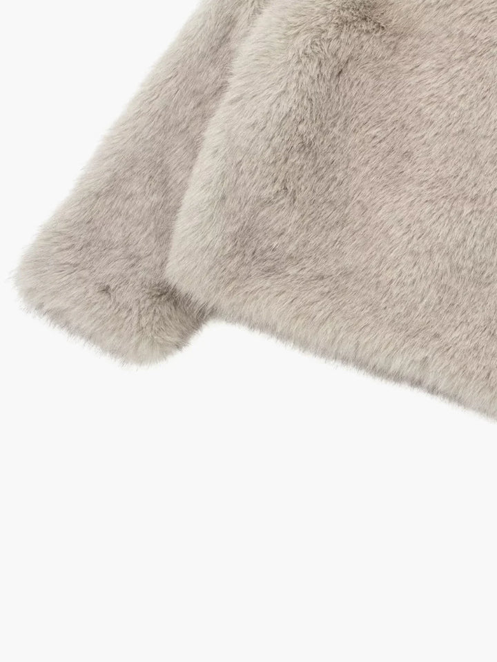 Lune London | Sheeps wool faux fur open-front jacket