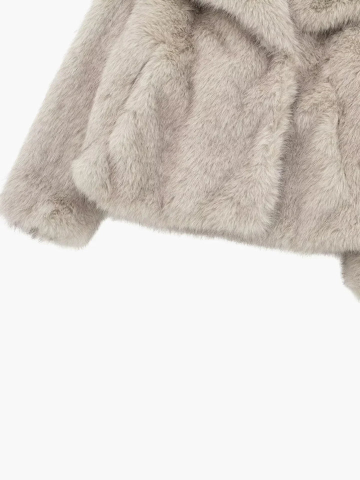 Lune London | Sheeps wool faux fur open-front jacket