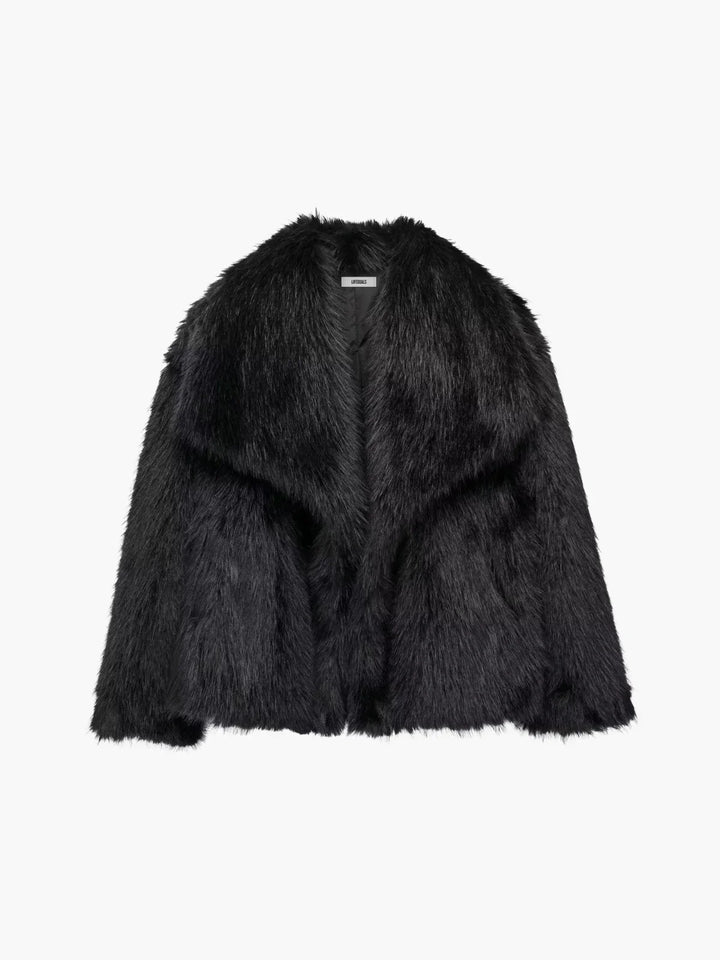Lune London | Sheeps wool faux fur open-front jacket