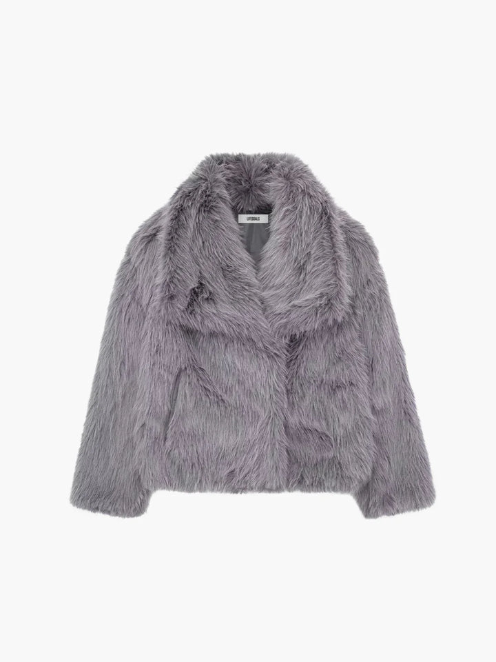 Lune London | Sheeps wool faux fur open-front jacket