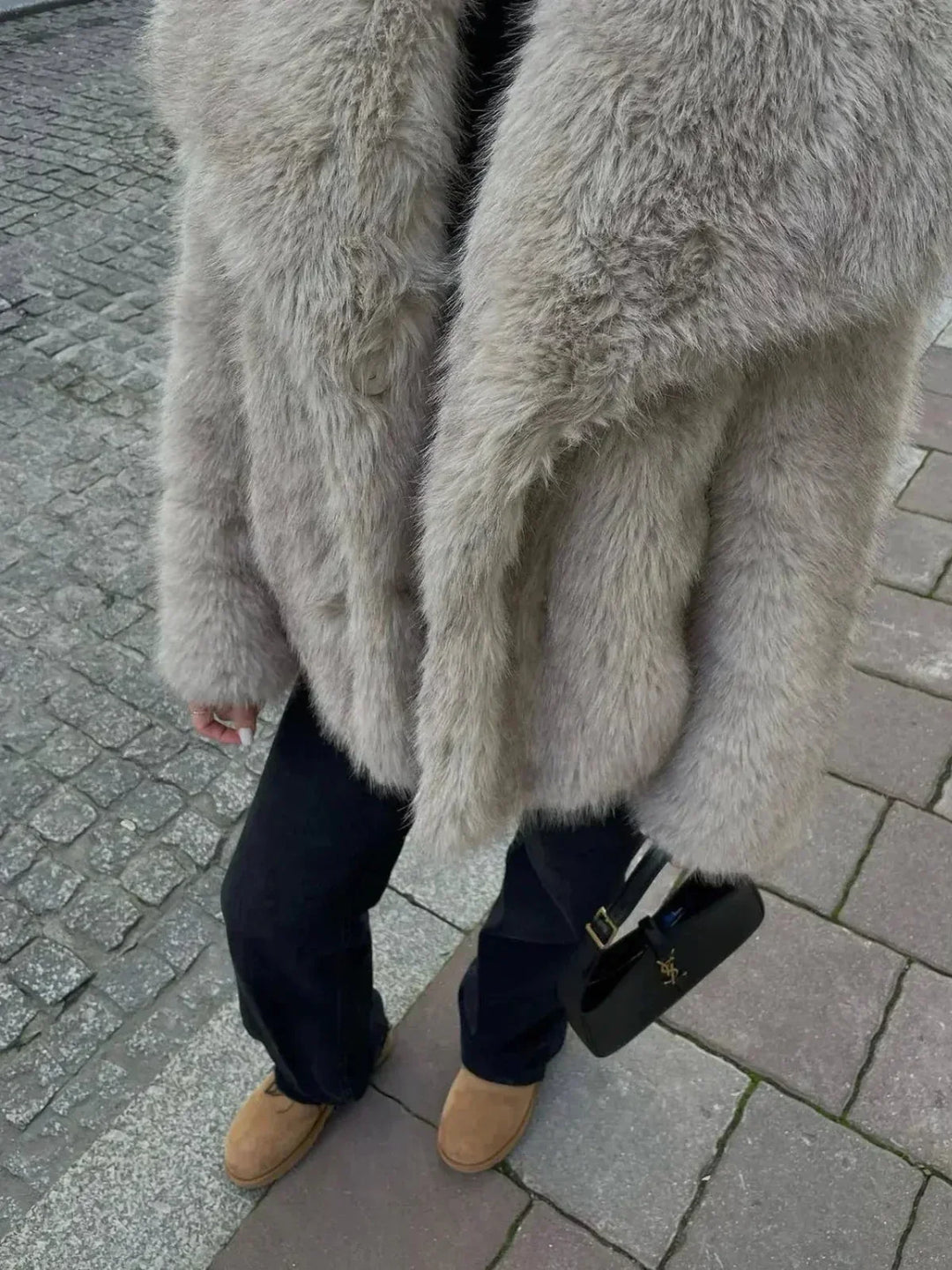 Lune London | Sheeps wool faux fur open-front jacket