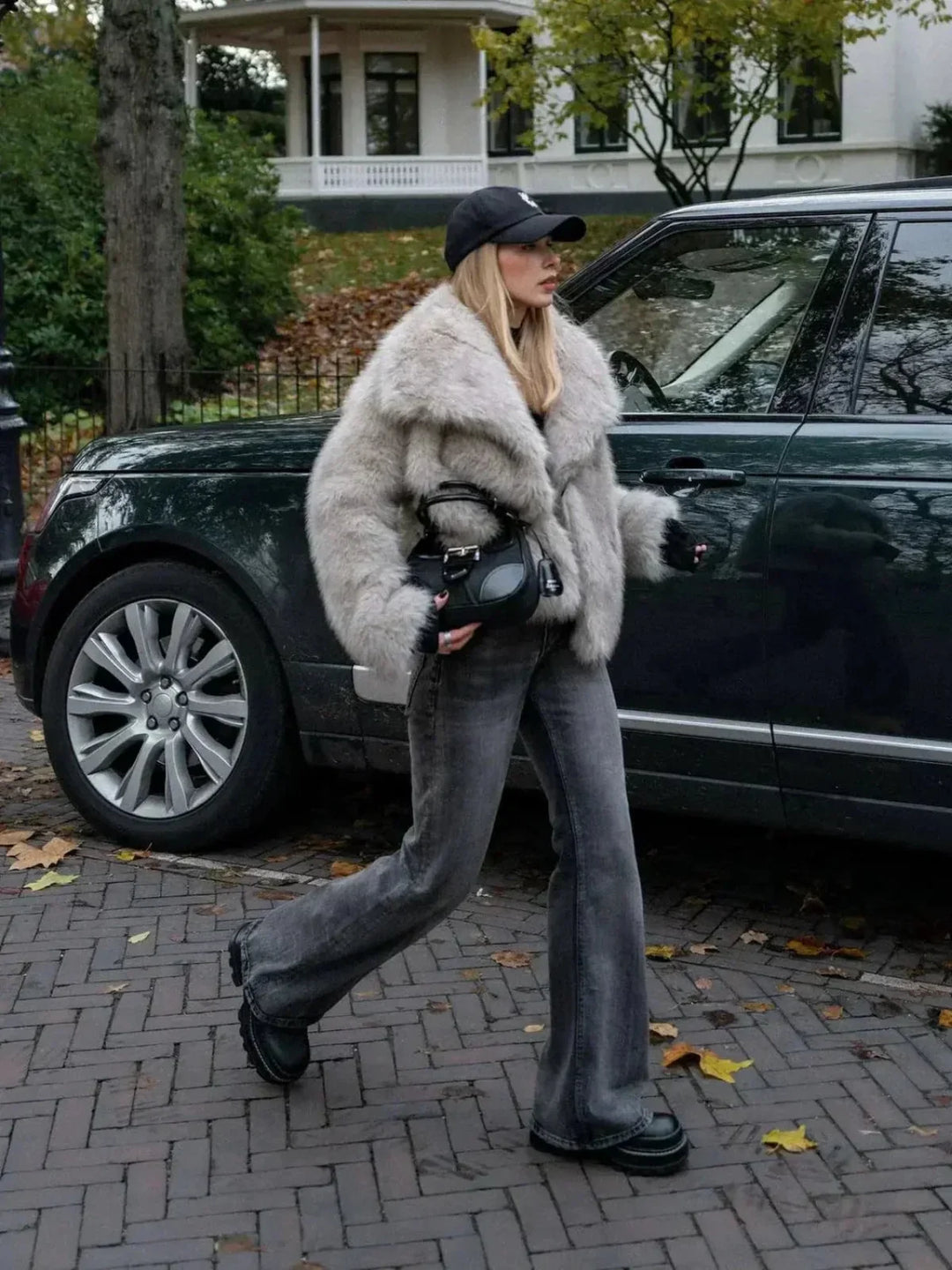 Lune London | Sheeps wool faux fur open-front jacket