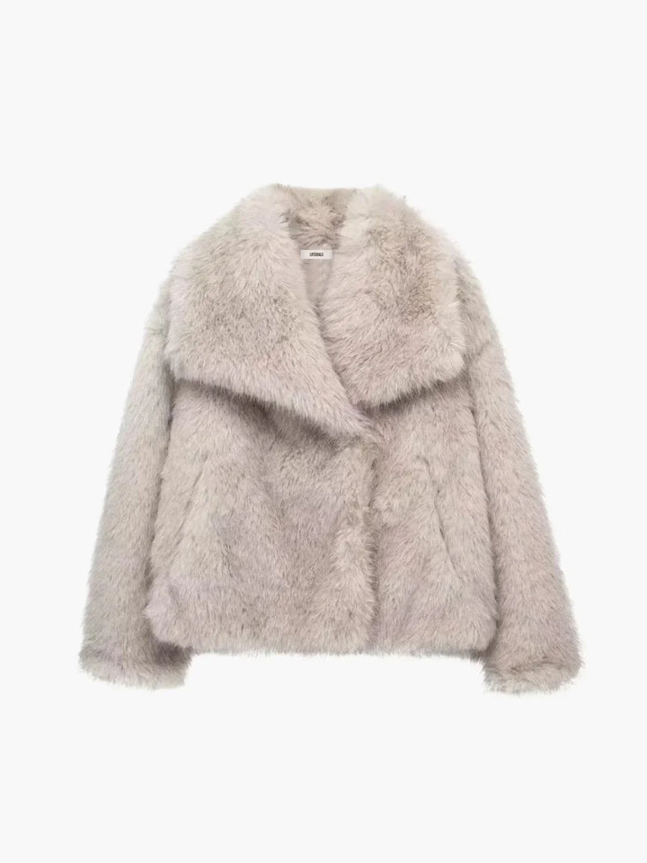Lune London | Sheeps wool faux fur open-front jacket