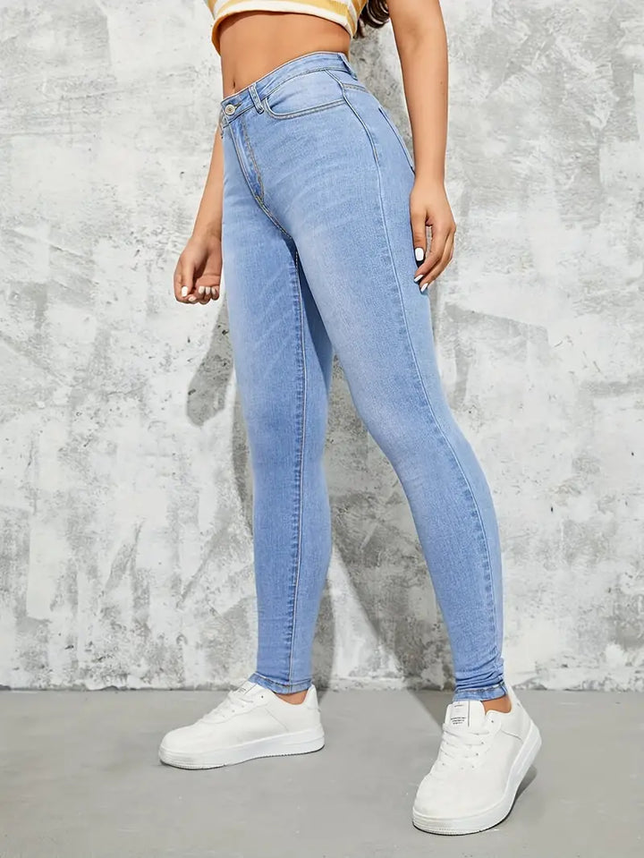 Lune London | Lightly Washed Skinny-Fit Jeans with High Waist for Women