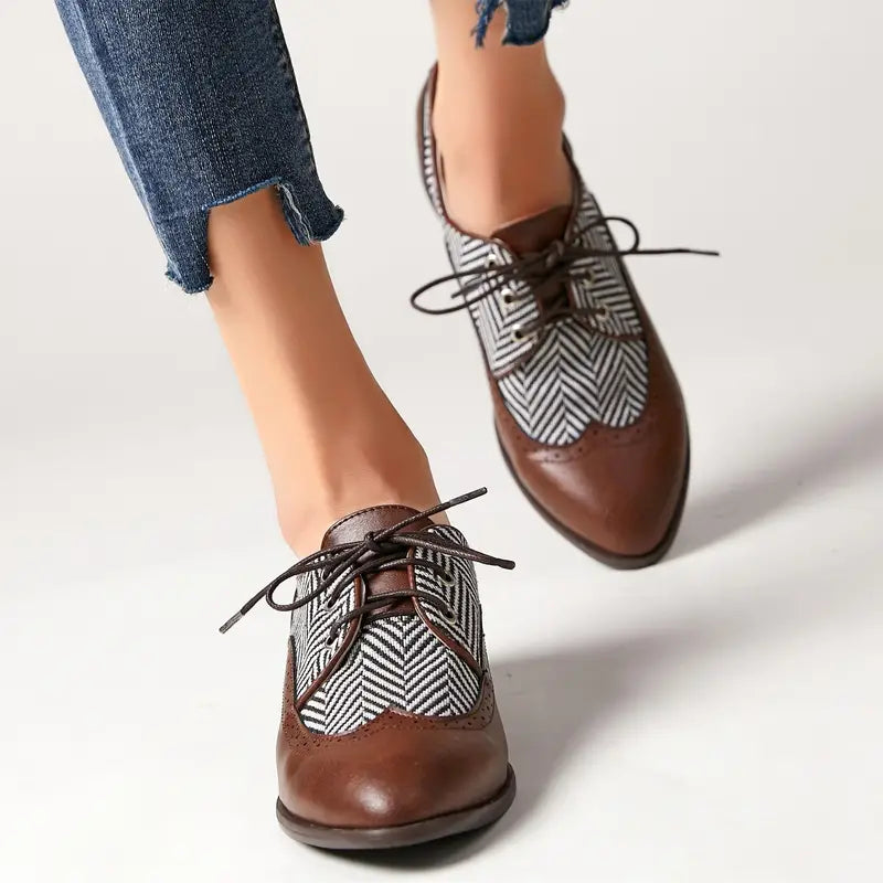 Lune London | Gestreifte Schnürschuhe Aus Leder für Damen