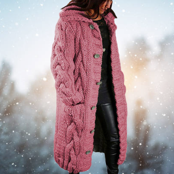 Lune London | Extended Cardigan with Braided Design Robust Acrylic Wool Perfect for Cold Weather