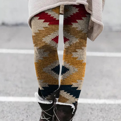 Lune London | Leggings Tight-Fitting Soft and Breathable Knit Geometric Pattern Fully Length