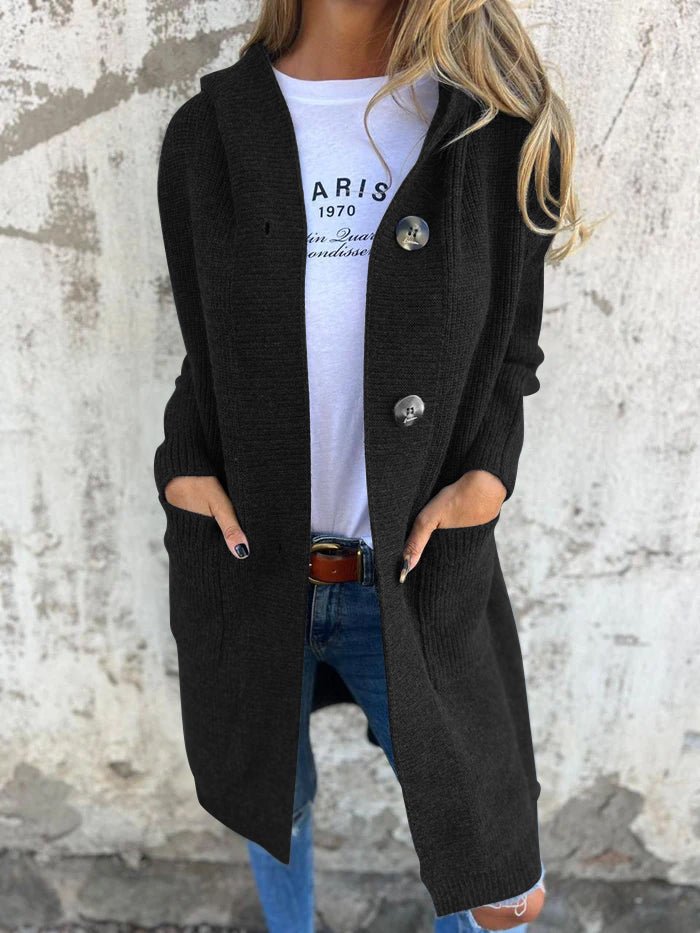 Lune London | Longer Cardigan for Women, Knit, Hood - Casual Fit