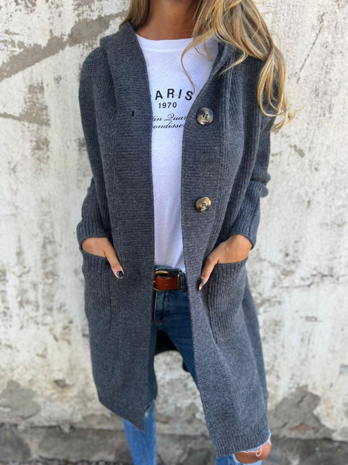 Lune London | Longer Cardigan for Women, Knit, Hood - Casual Fit