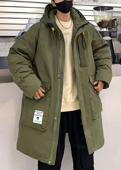 Lune London | Army green hooded jacket with zipper Duck down pocket Winter coats for men