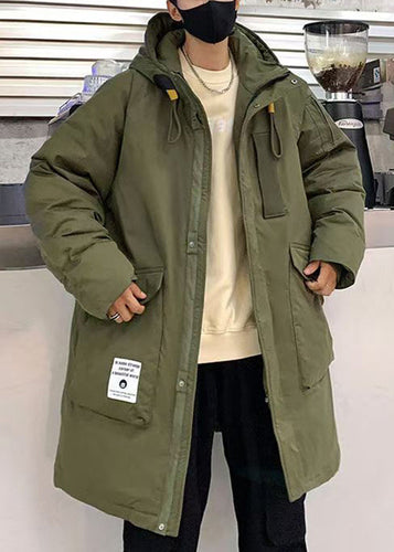 Lune London | Army green hooded jacket with zipper Duck down pocket Winter coats for men