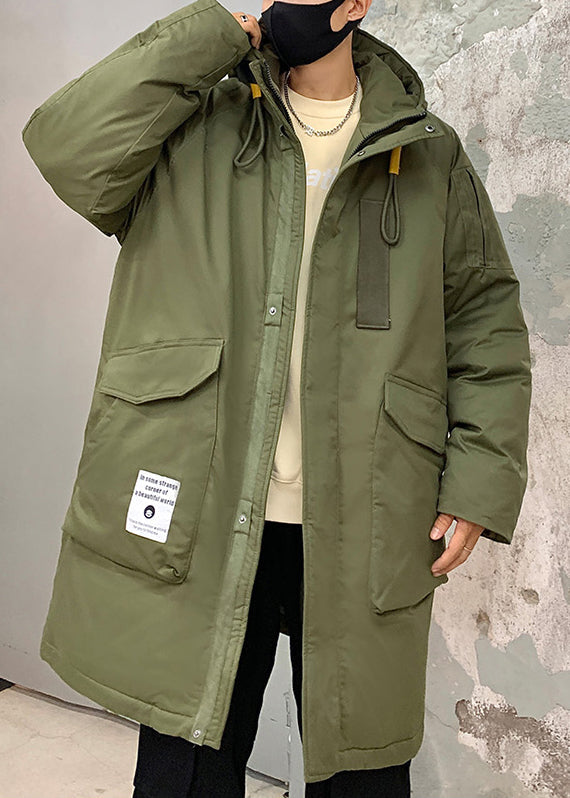 Lune London | Army green hooded jacket with zipper Duck down pocket Winter coats for men