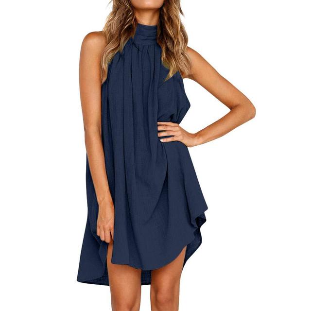 Lune London | Summery Sleeveless Dress with Collar and Light Pleats