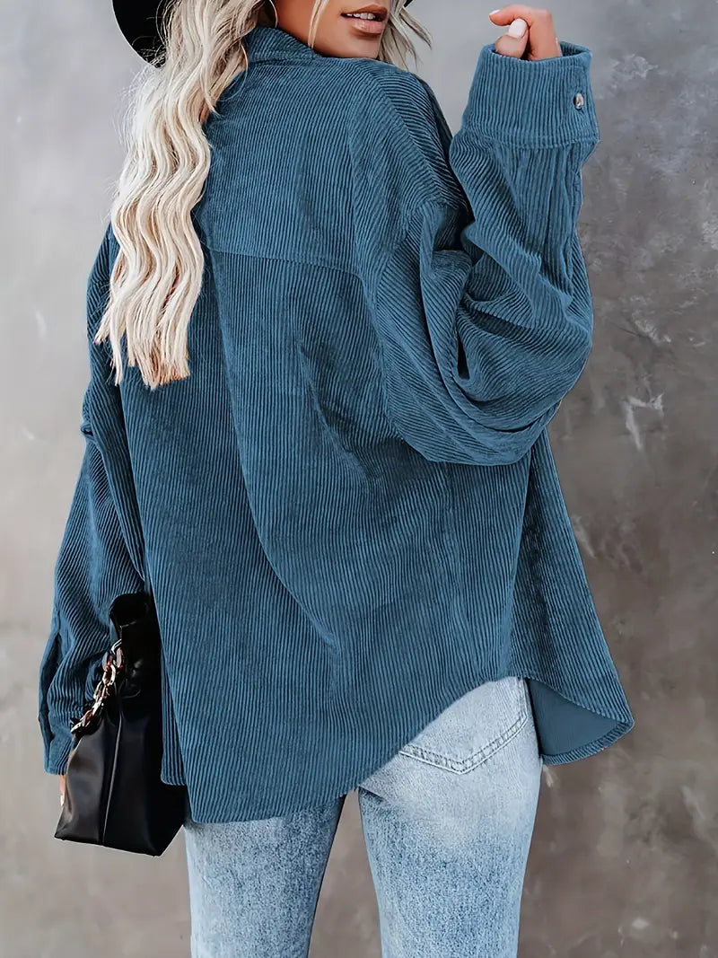 Lune London | Corduroy Trousers Shirt Blouse with Buttons Casual