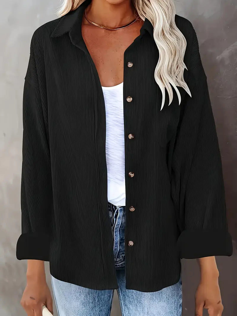 Lune London | Corduroy Trousers Shirt Blouse with Buttons Casual
