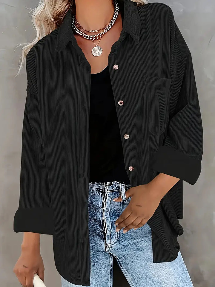 Lune London | Corduroy Trousers Shirt Blouse with Buttons Casual