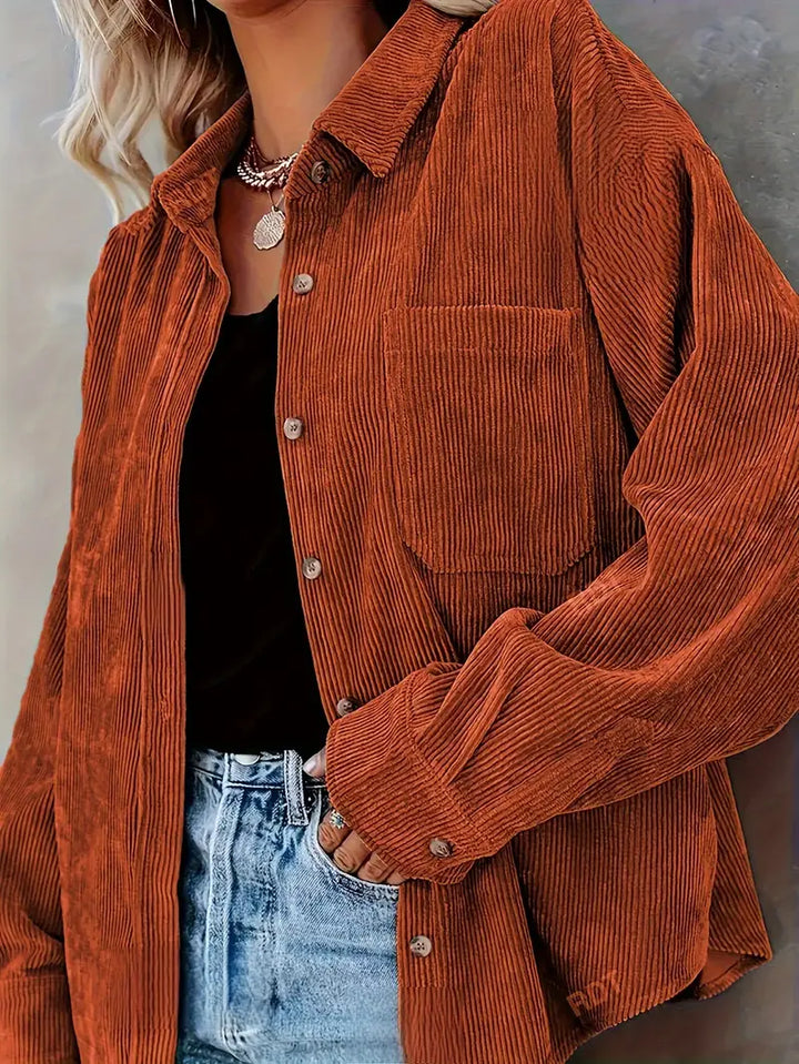 Lune London | Corduroy Trousers Shirt Blouse with Buttons Casual