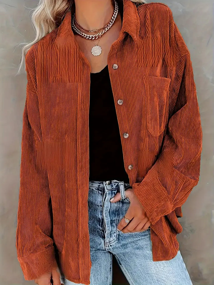 Lune London | Corduroy Trousers Shirt Blouse with Buttons Casual