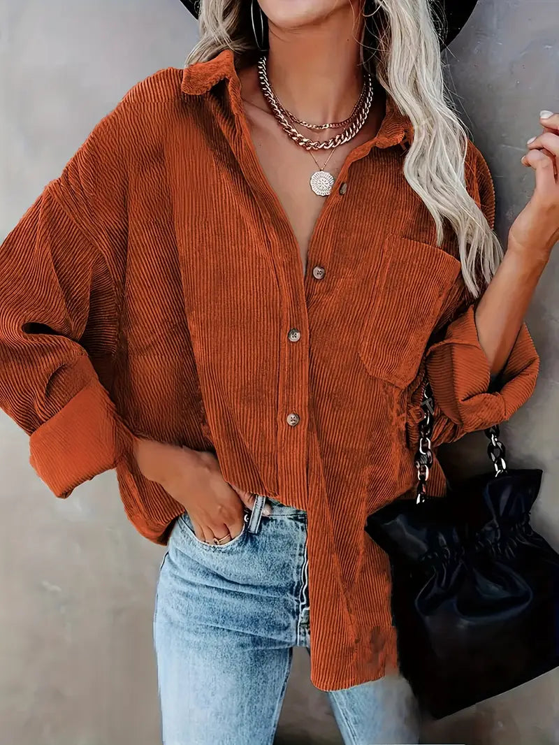Lune London | Corduroy Trousers Shirt Blouse with Buttons Casual