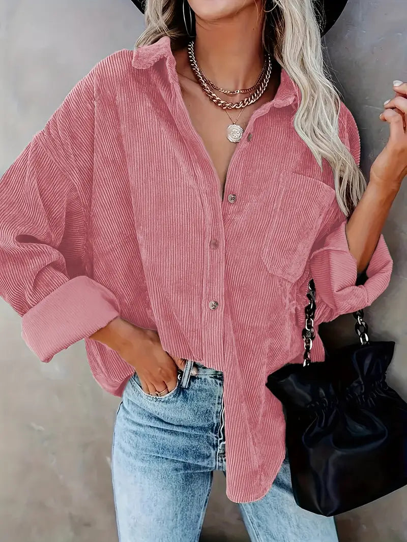 Lune London | Corduroy Trousers Shirt Blouse with Buttons Casual