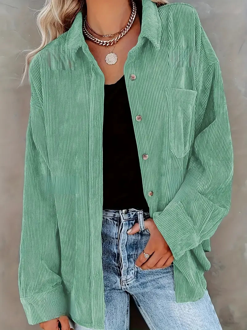Lune London | Corduroy Trousers Shirt Blouse with Buttons Casual