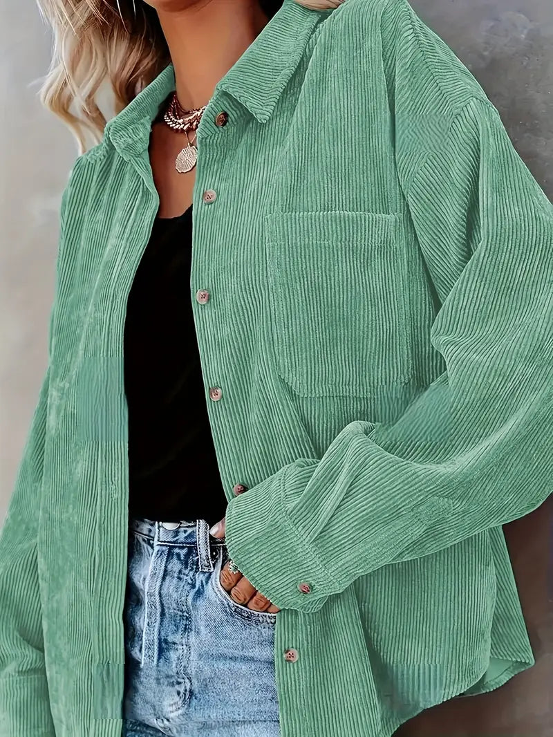 Lune London | Corduroy Trousers Shirt Blouse with Buttons Casual