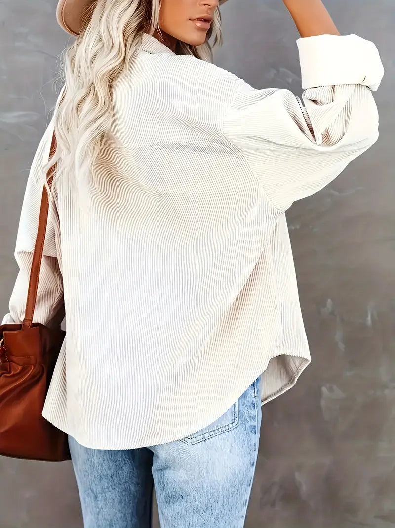 Lune London | Corduroy Trousers Shirt Blouse with Buttons Casual
