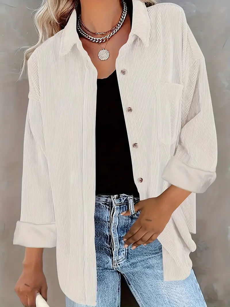 Lune London | Corduroy Trousers Shirt Blouse with Buttons Casual