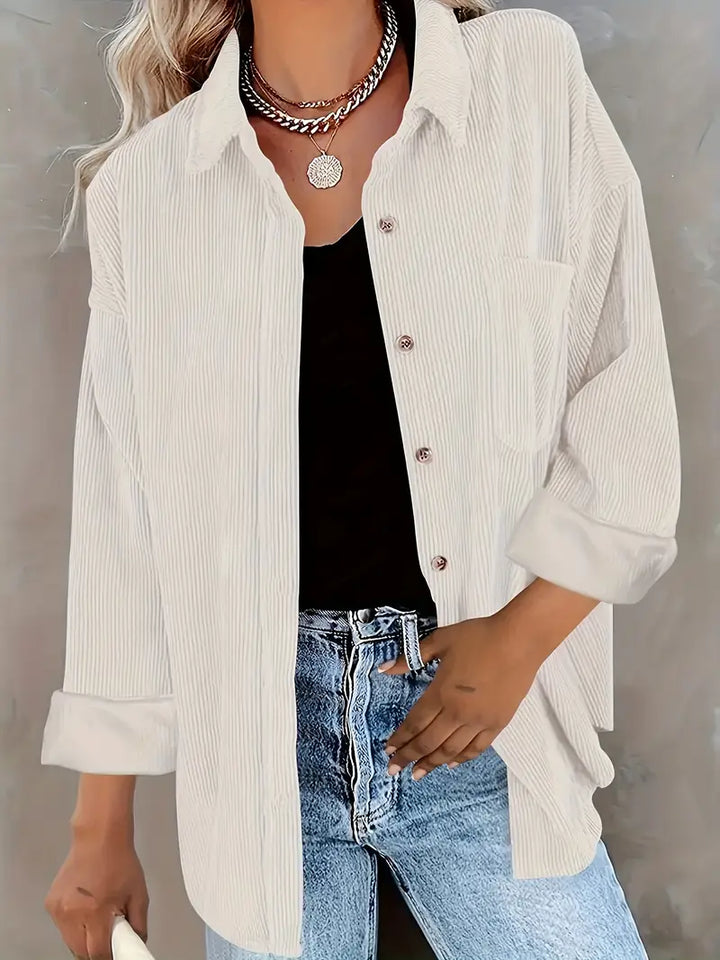 Lune London | Corduroy Trousers Shirt Blouse with Buttons Casual