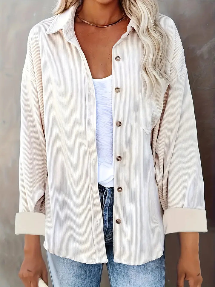 Lune London | Corduroy Trousers Shirt Blouse with Buttons Casual