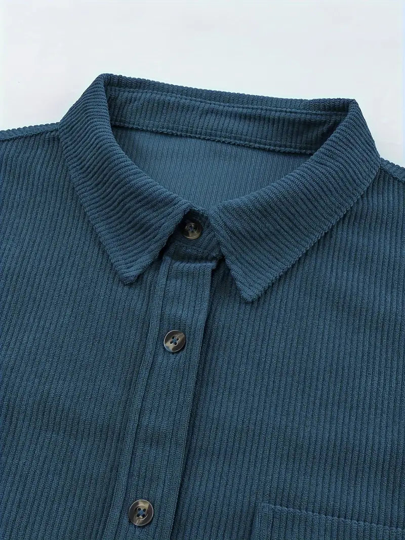 Lune London | Corduroy Trousers Shirt Blouse with Buttons Casual