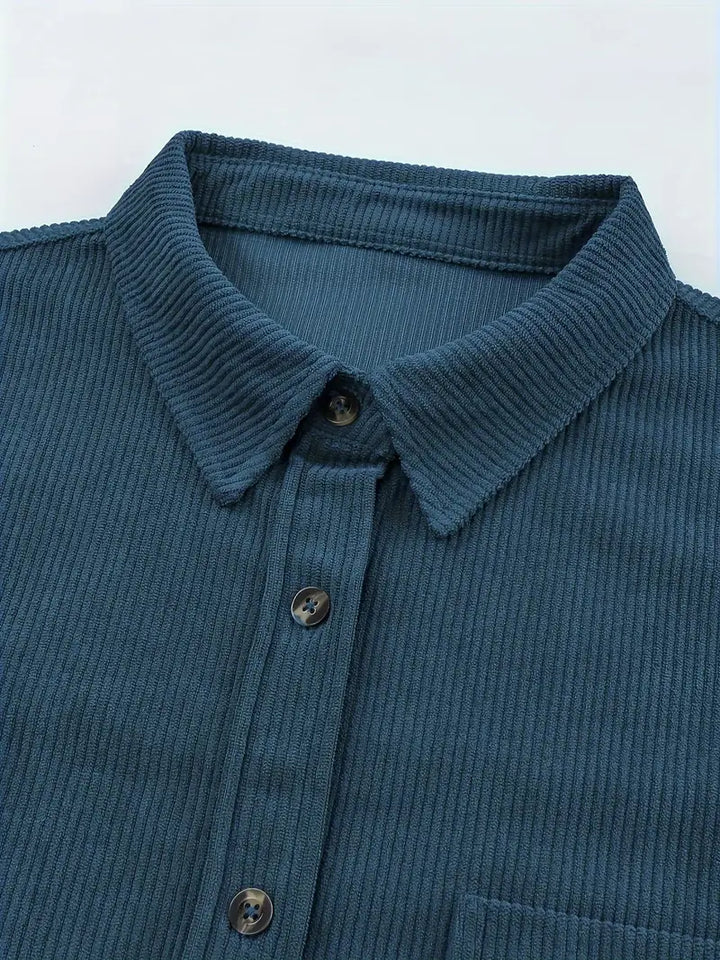 Lune London | Corduroy Trousers Shirt Blouse with Buttons Casual