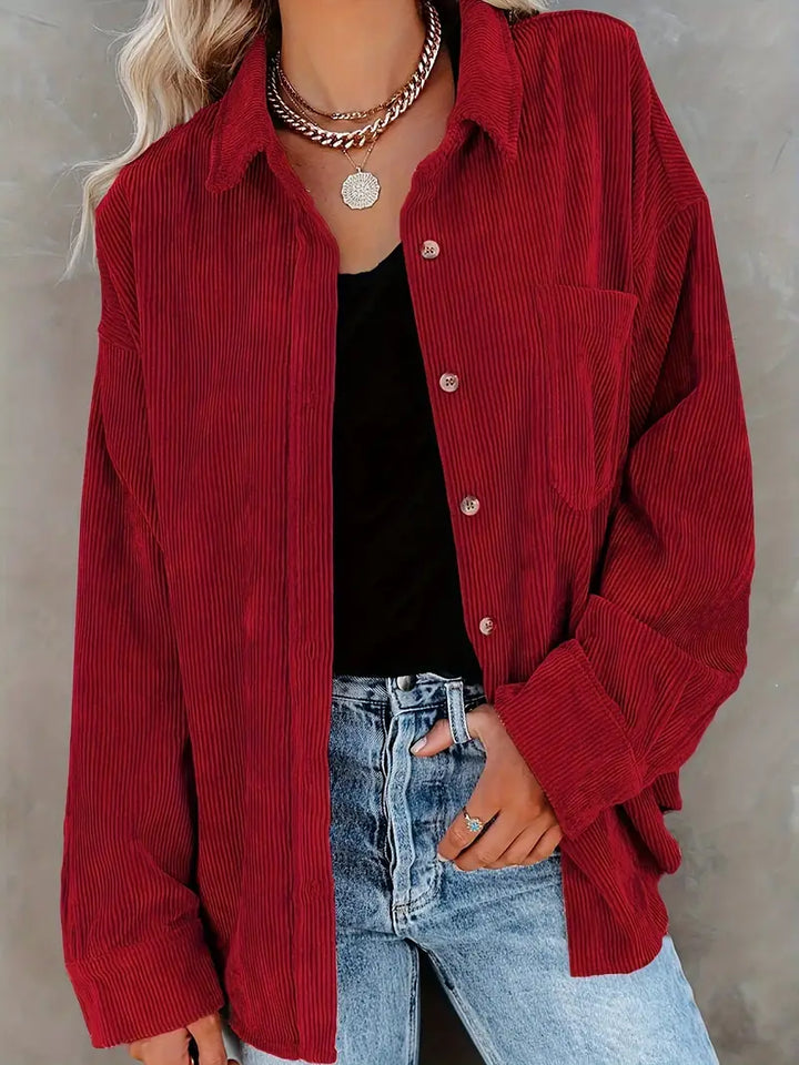 Lune London | Corduroy Trousers Shirt Blouse with Buttons Casual